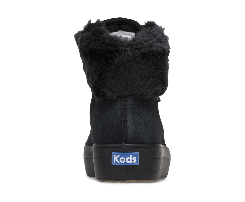 Basket Keds Femme Noir - Rise Hi Suede Faux Fur - 190-AQRWMF